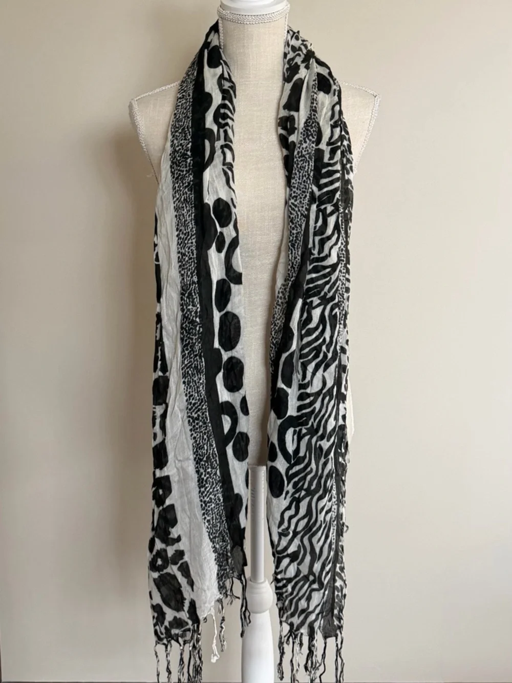 Black and White Animal Print Scarf